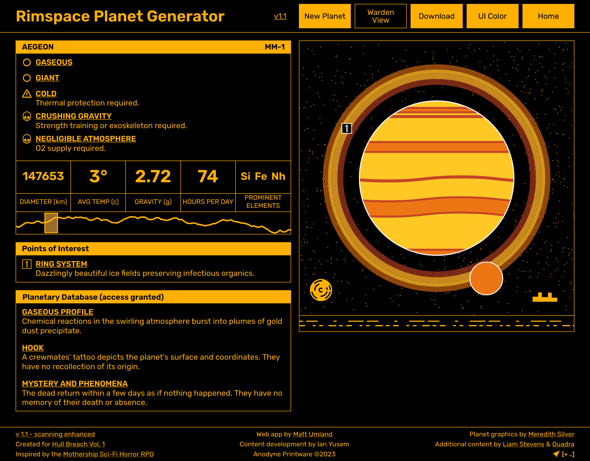 Rimspace Planet Generator (Orange UI, gas giant)